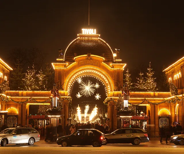 Tivoli Gardens entrance at Christmas