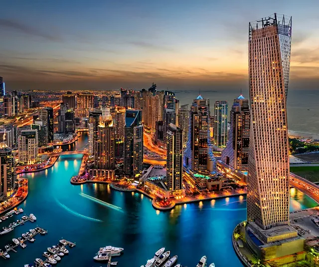 dubai skyline at night