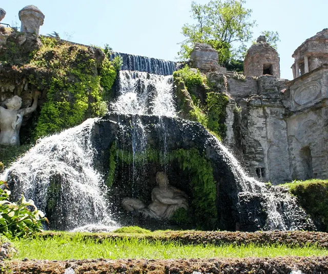 Tivoli Park - a waterfall next to some ruins